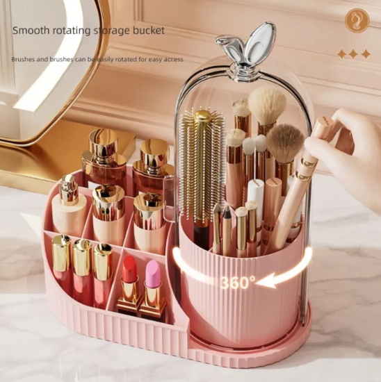 360° Rotating Makeup Brushes Storage Box